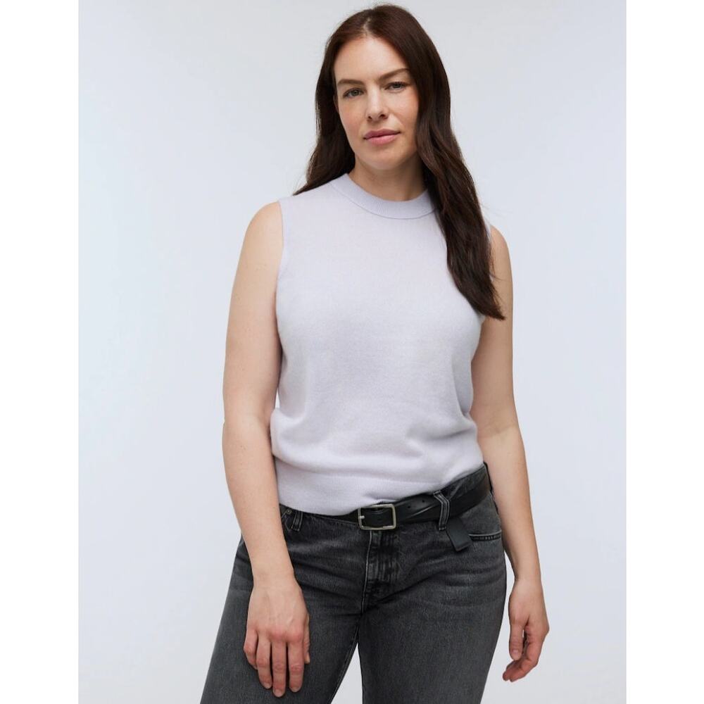 Madewell Top Women S Blue 100% Cashmere Crewneck Sweater Vest Classic NO055 NWT